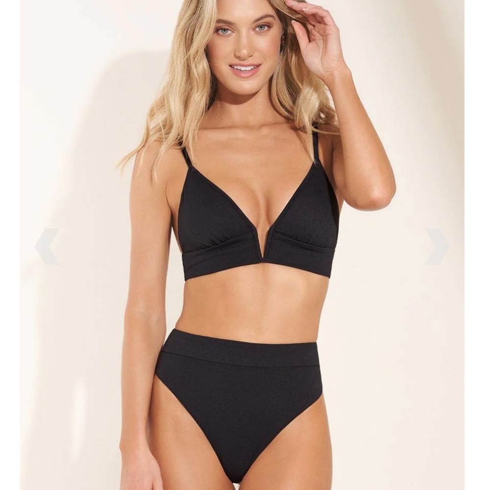 Maaji black orchid Parade Line Triangle reversible bikini top